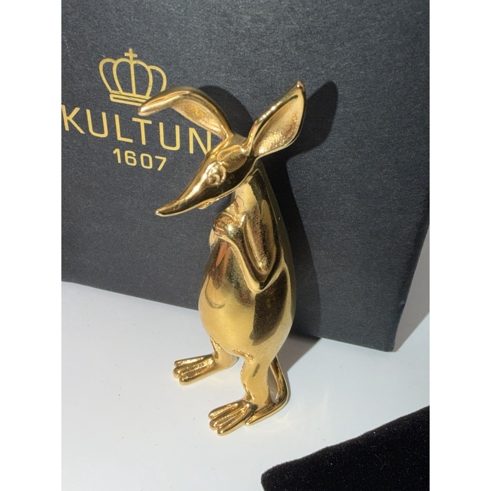 Skultuna 1607‎ Moomin Sniff Brass Figurine Sweden w/ Box & Pouch Gold Tone